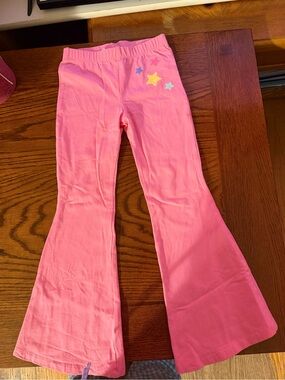 Girls Pink Star Flare Leggings